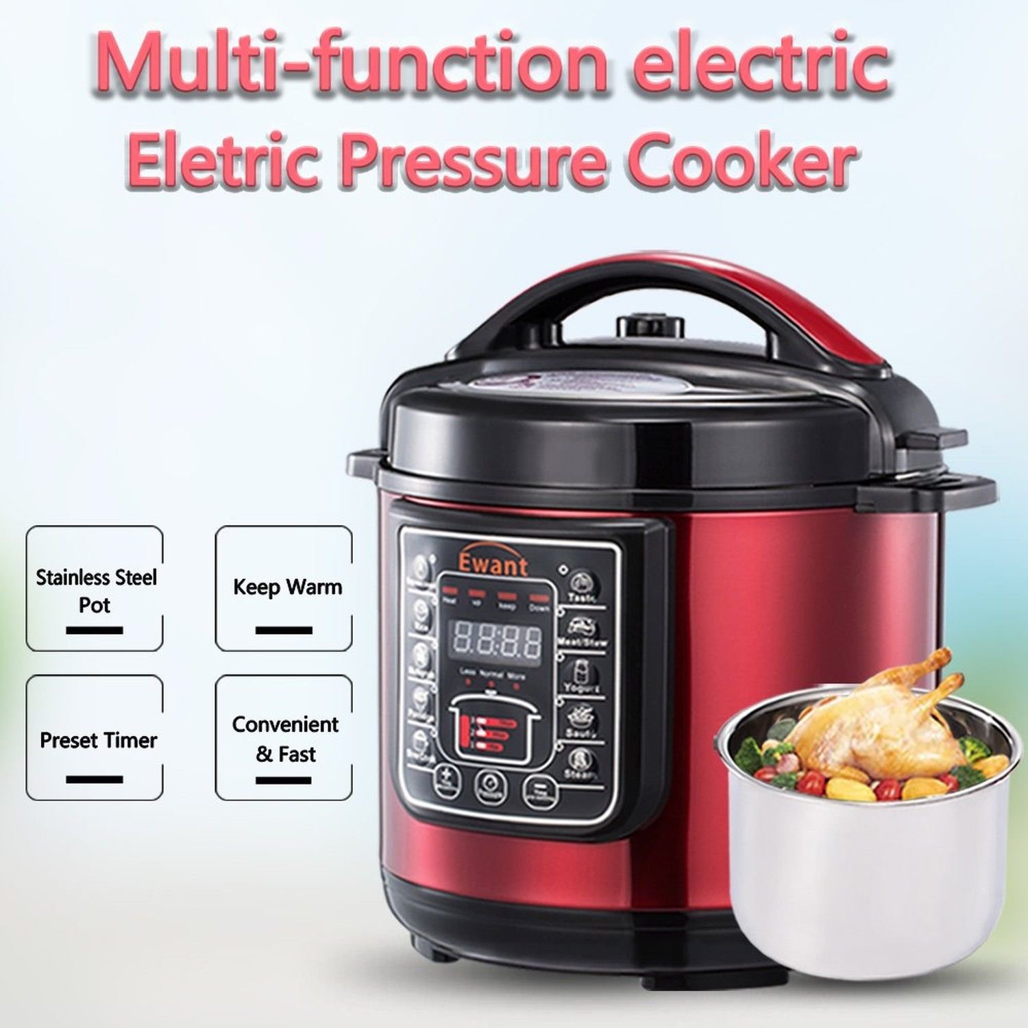 Ewant 9-in-1 Multi-functional Electric Pressure Cooker, Pressure Cooker ...