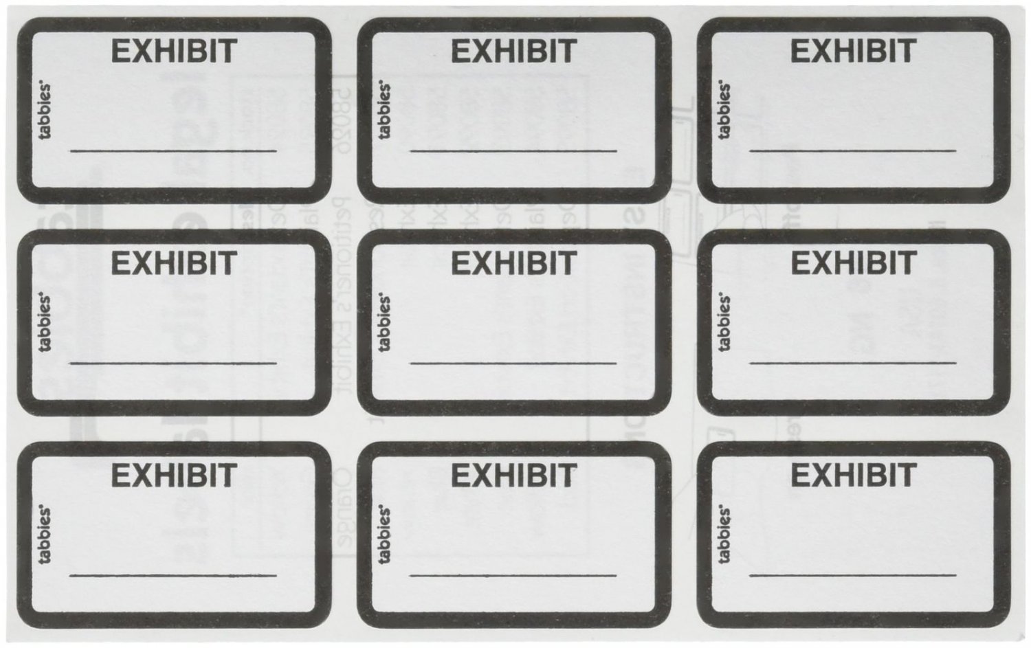 Tabbies Color-Coded Exhibit Labels (TAB58092) 6 x 10