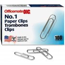 Officemate Standard #1 Paper Clips, 100 ct Silver No. 1