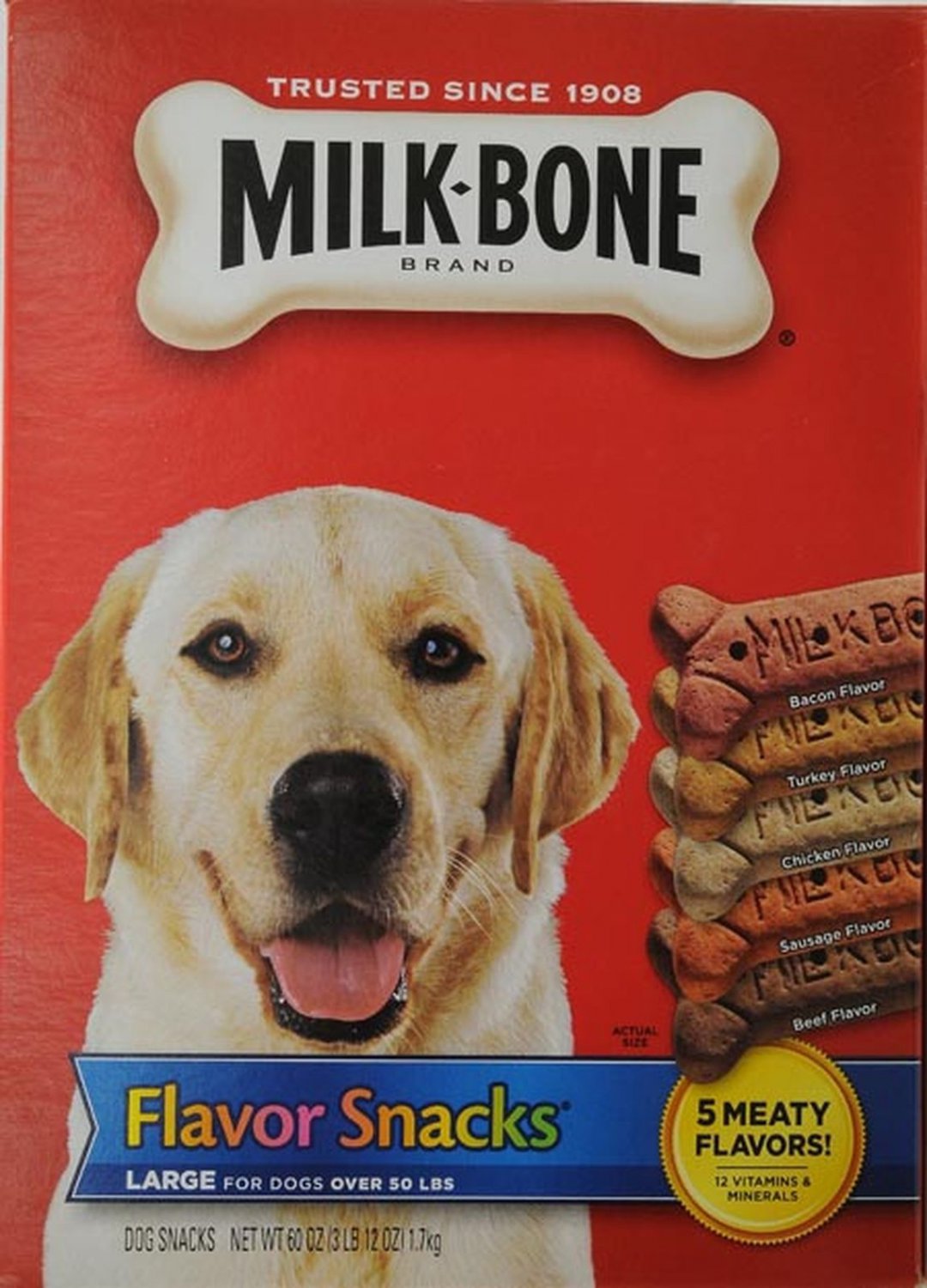 MilkBone Flavor Snacks Dog Biscuits for Large Dogs, 60Ounce