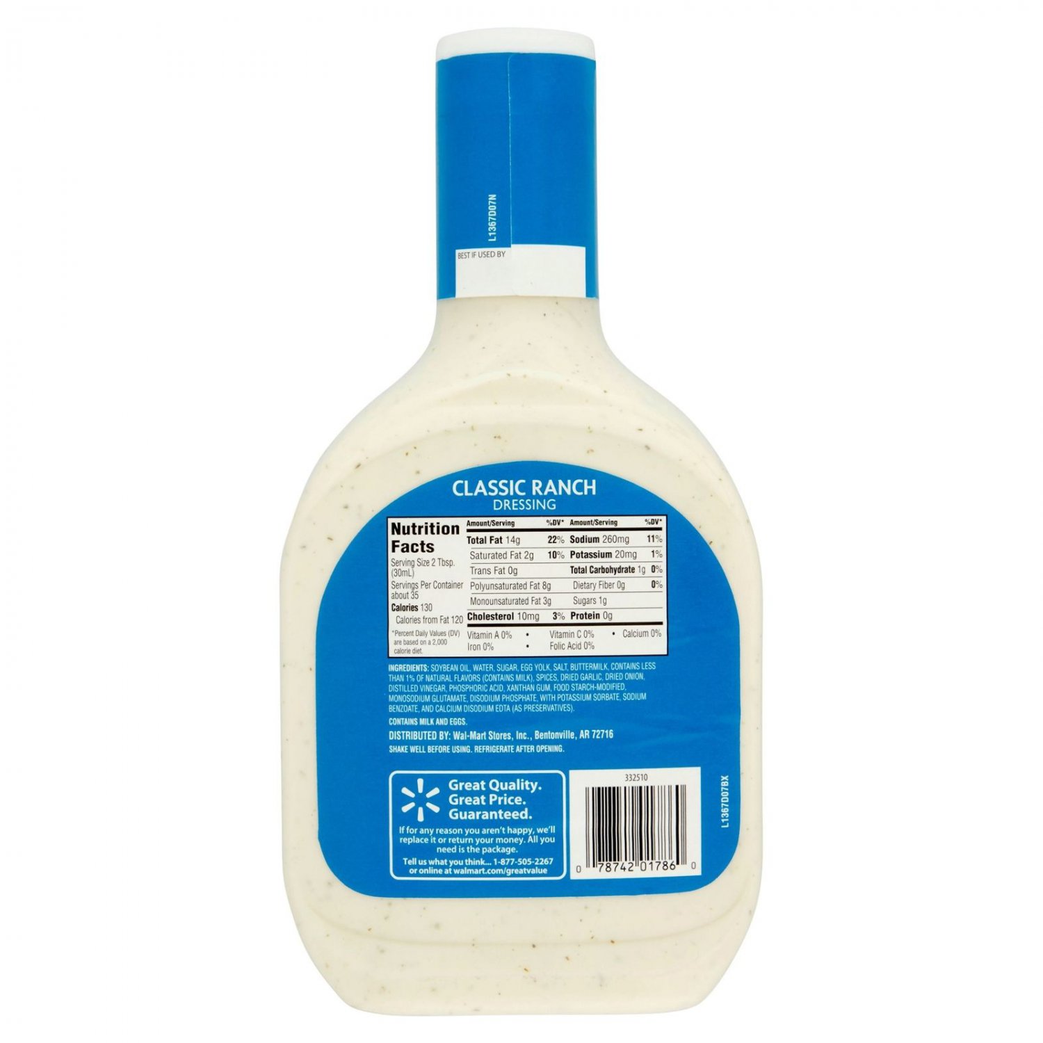 Great Value Classic Ranch Dressing, 36 fl oz