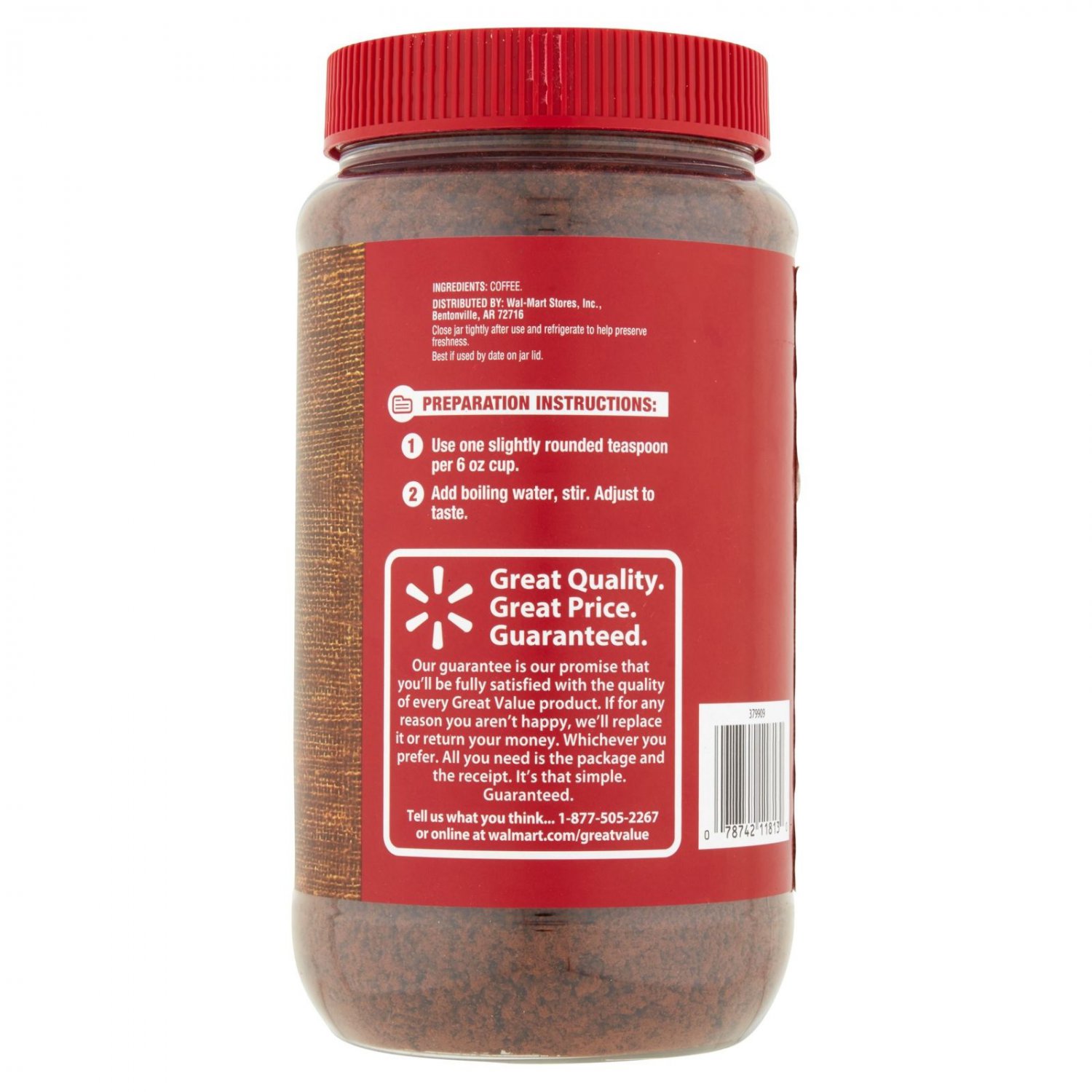 Great Value Classic Roast Instant Coffee, Medium Roast, 12 oz