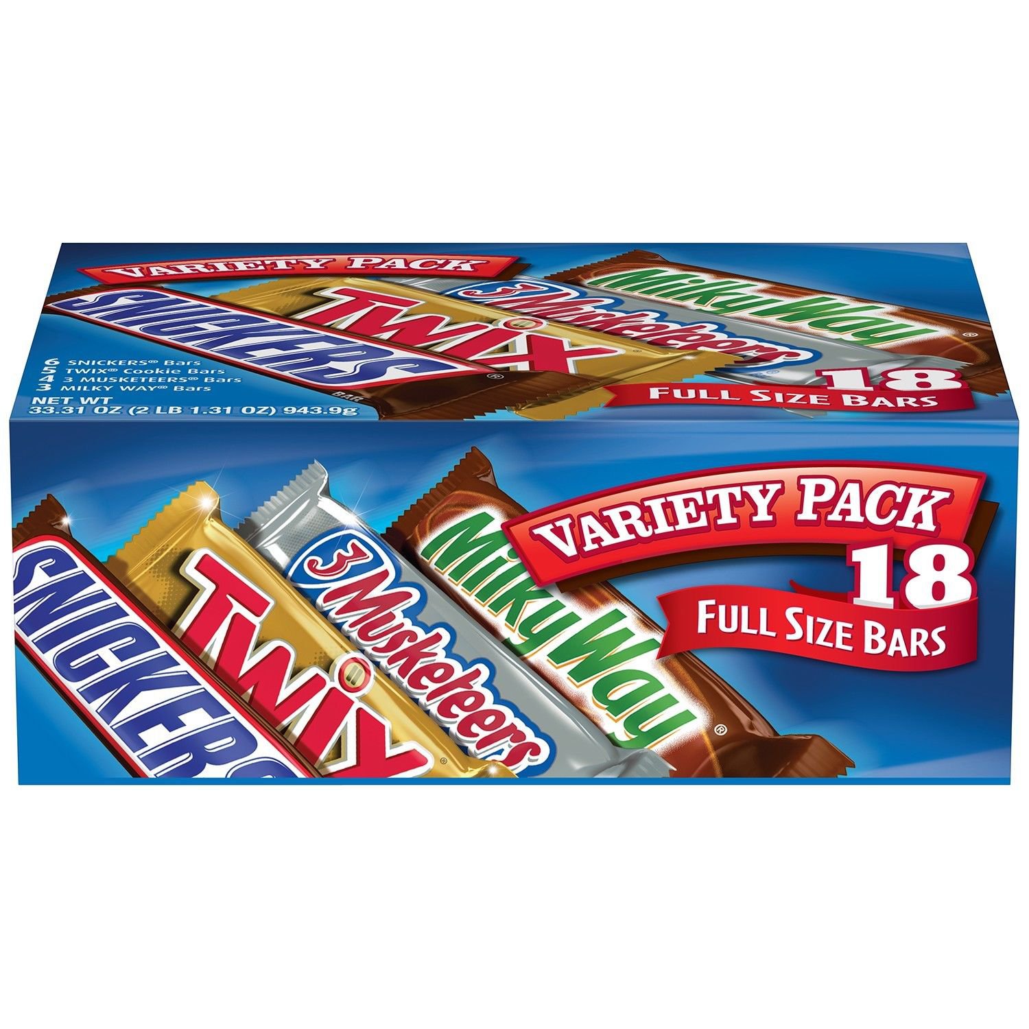 MARS Chocolate Full Size Candy Bars Assorted Variety Box (TWIX, MILKY ...