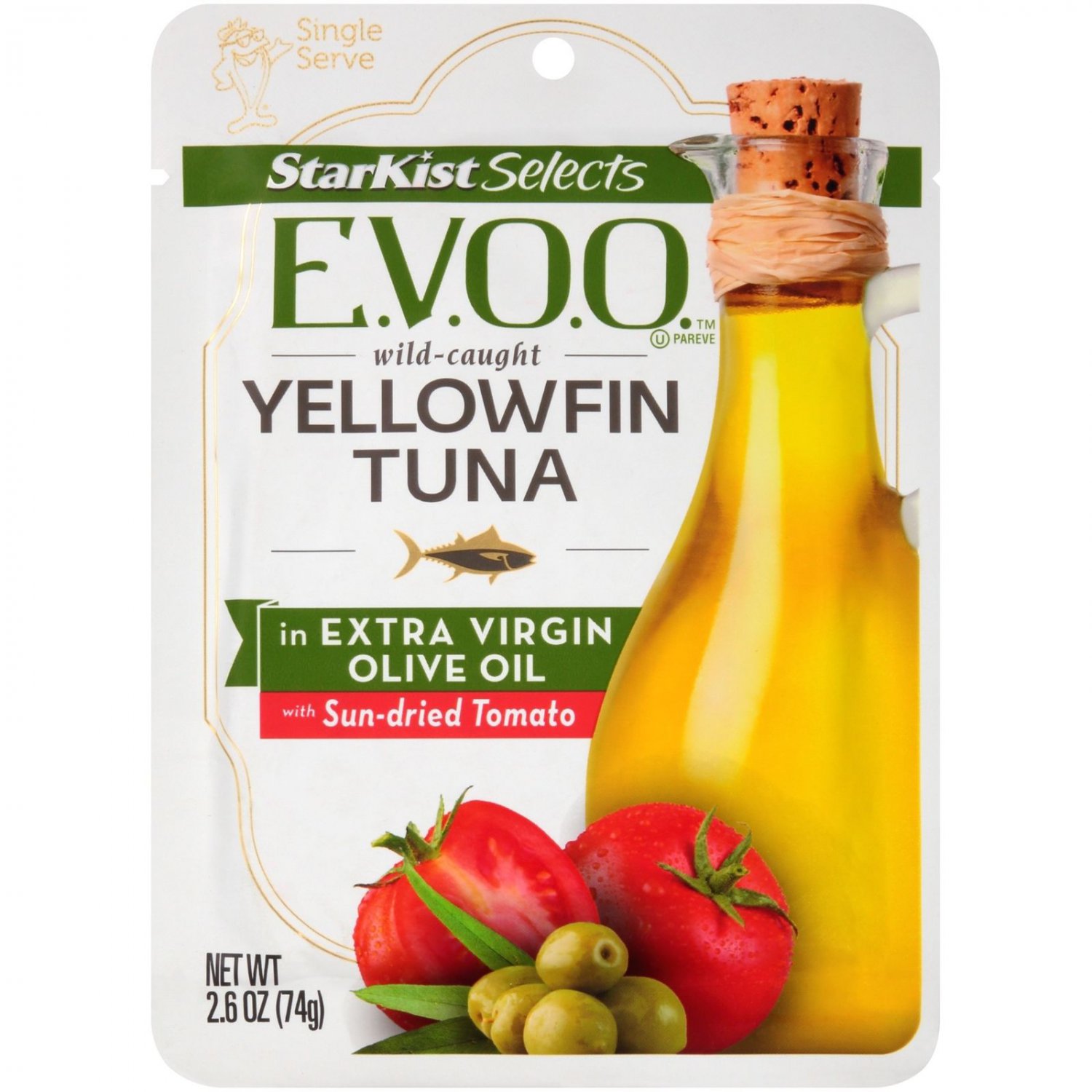 StarKist Wild Yellowfin Tuna in Olive Oil with SunDried Tomato, 2.6 oz Pouch