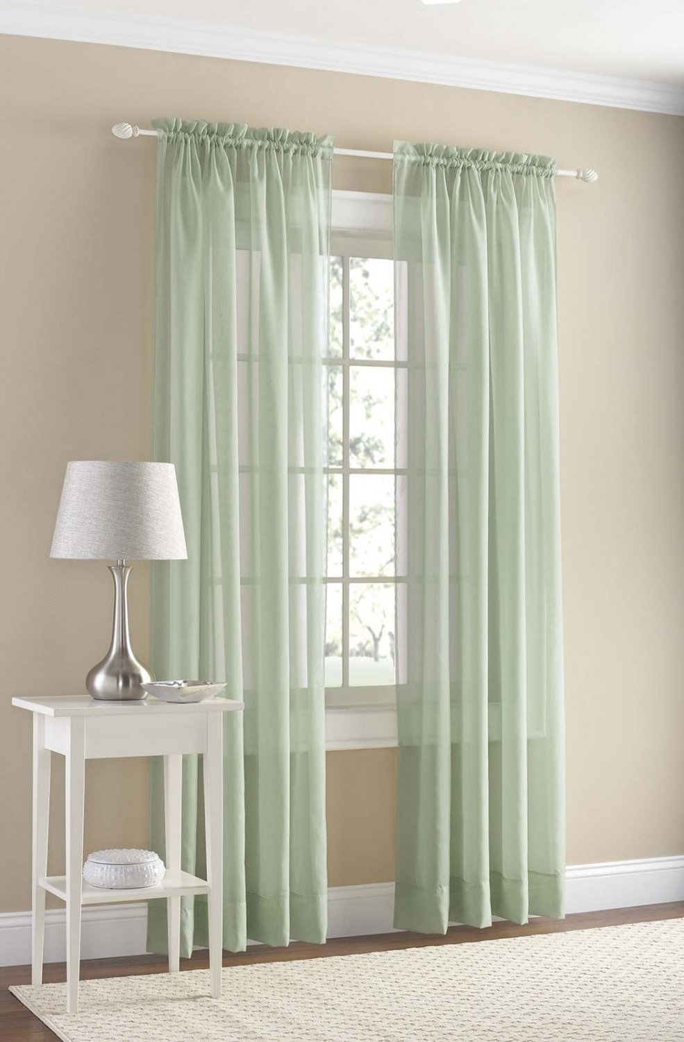 Mainstays Marjorie Sheer Voile Curtain Panel Green 59 x 84