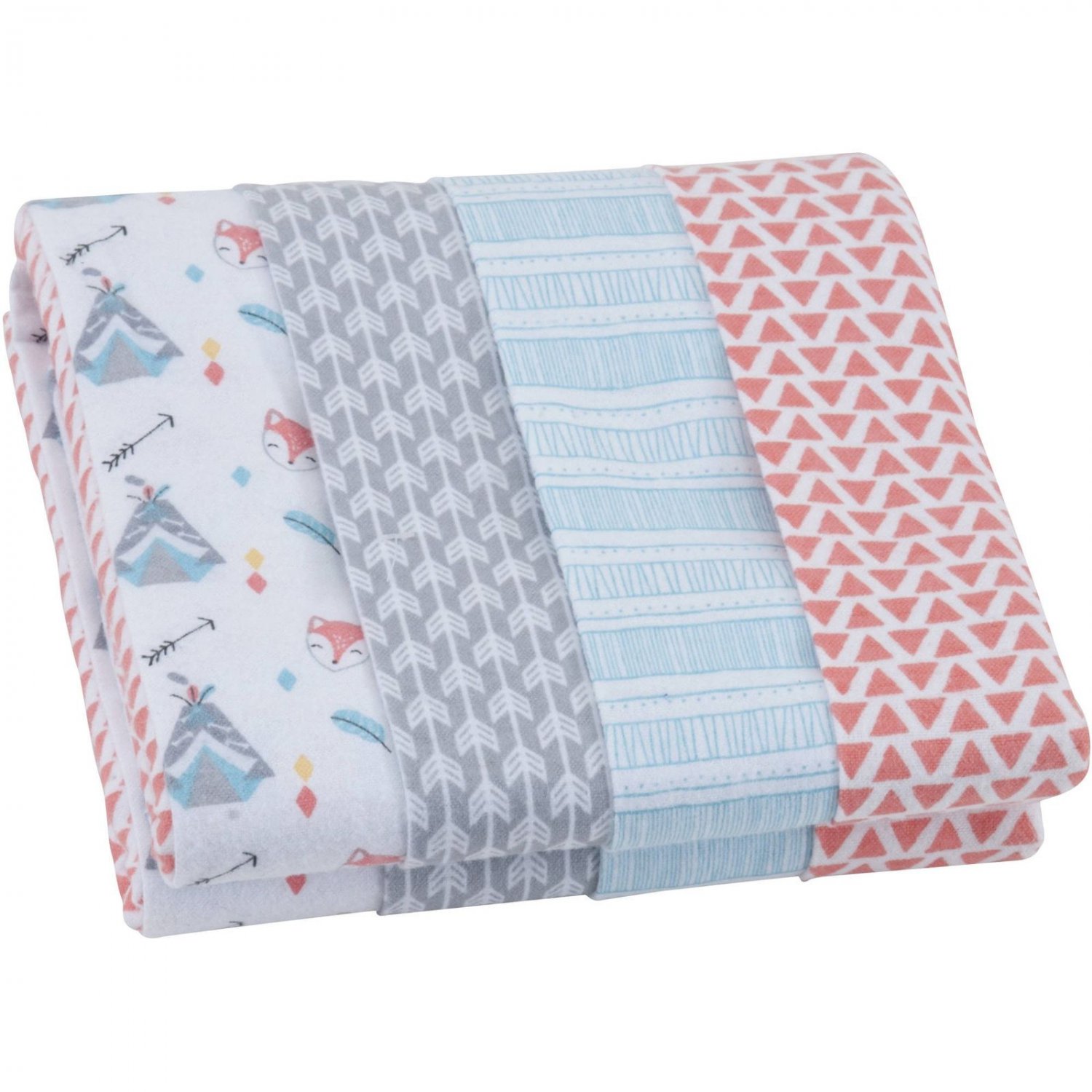 Parent's Choice Receiving Blankets, Neutral Adventure, 4 Pack Multicolor