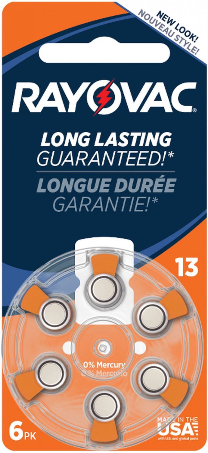 Rayovac Size 13 Hearing Aid Battery Mercury Free Batteries 6 Pack L13za 6zm4b 2362