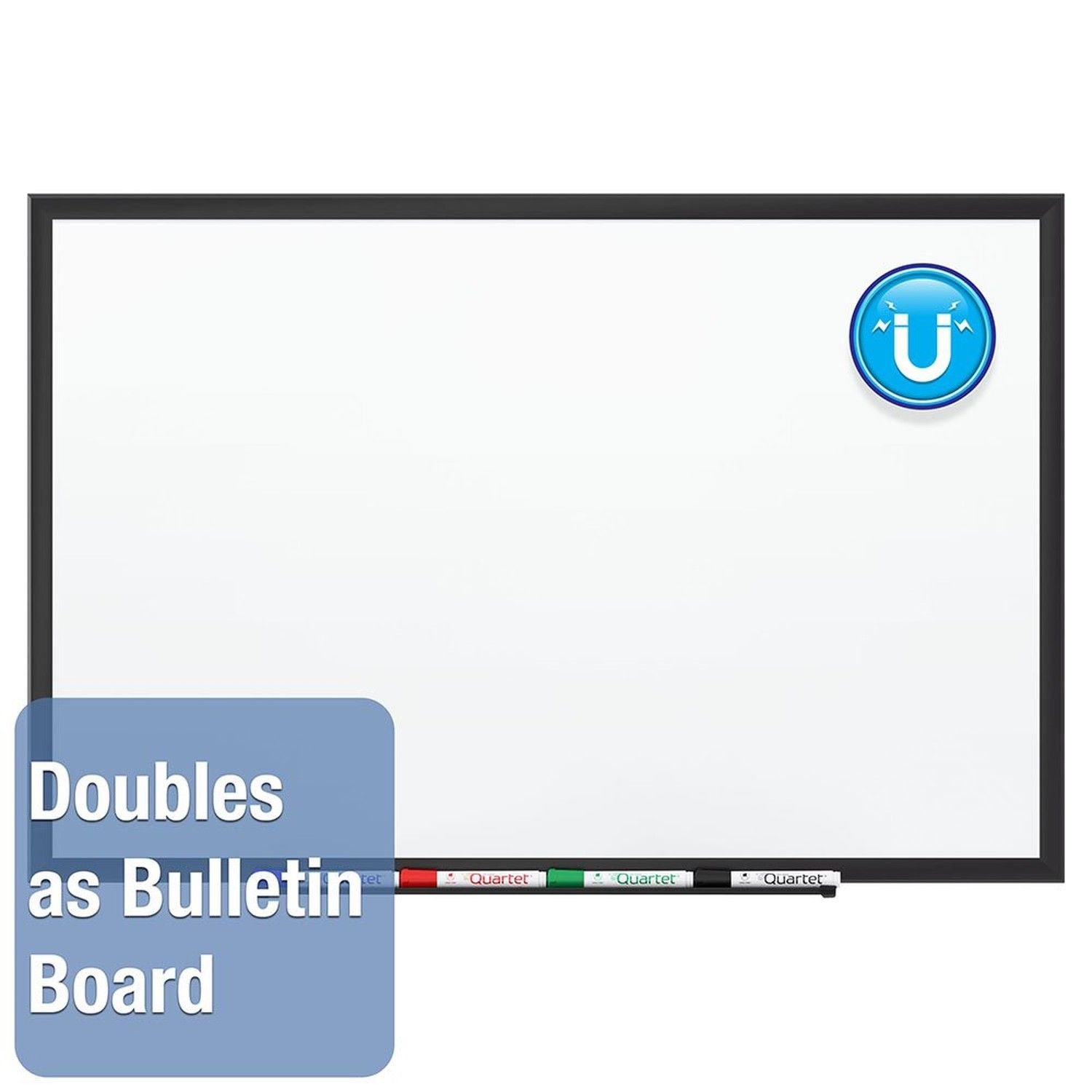 Quartet Porcelain Whiteboard, 8 x 4 Feet, Black Aluminum Frame