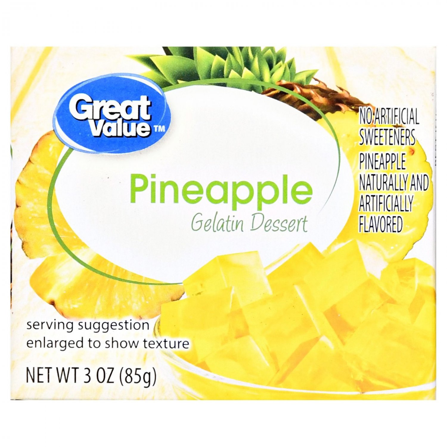 Great Value Gelatin Dessert, Pineapple, 3 oz