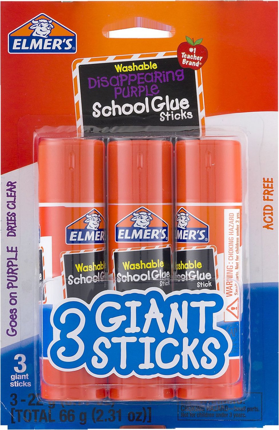 Elmer's Washable School Glue Stick Purple 3/Pkg .77oz Other