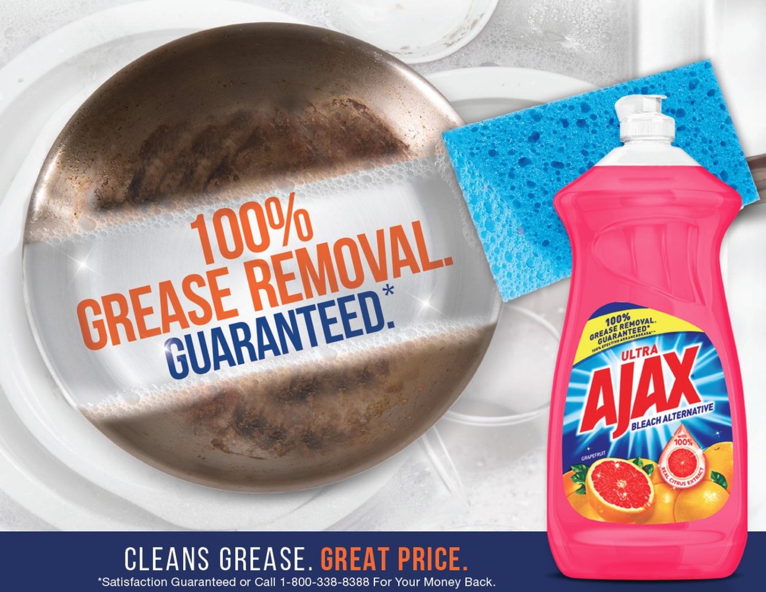 Ajax Ultra Triple Action Liquid Dish Soap, Bleach Alternative