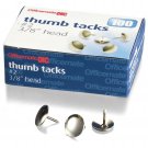Officemate Steel Thumb Tacks, 3/8 Inch Head, Silver, Box of 100 (92912)