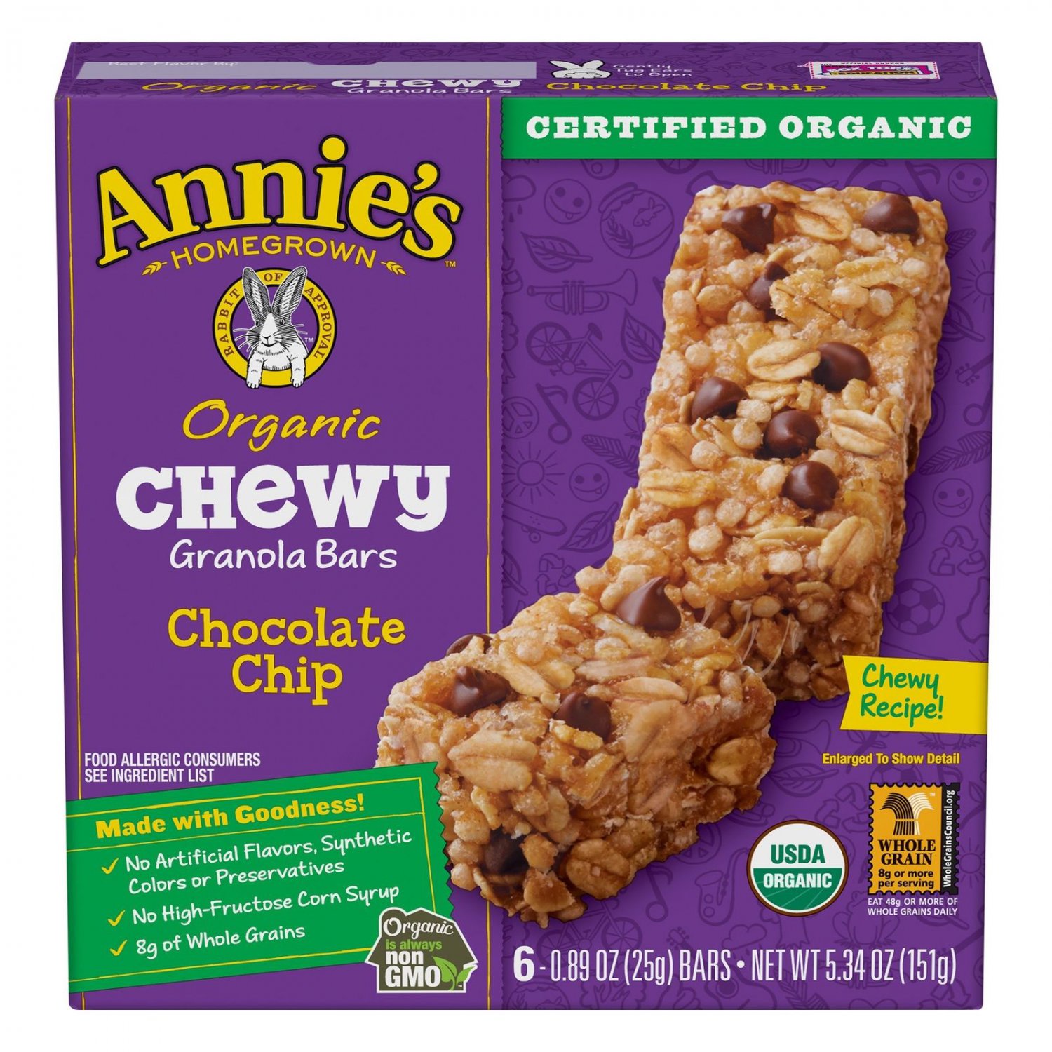 Annies Organic Chewy Chocolate Chip Granola Bars 6 Ct 5 34 Oz Multicolor