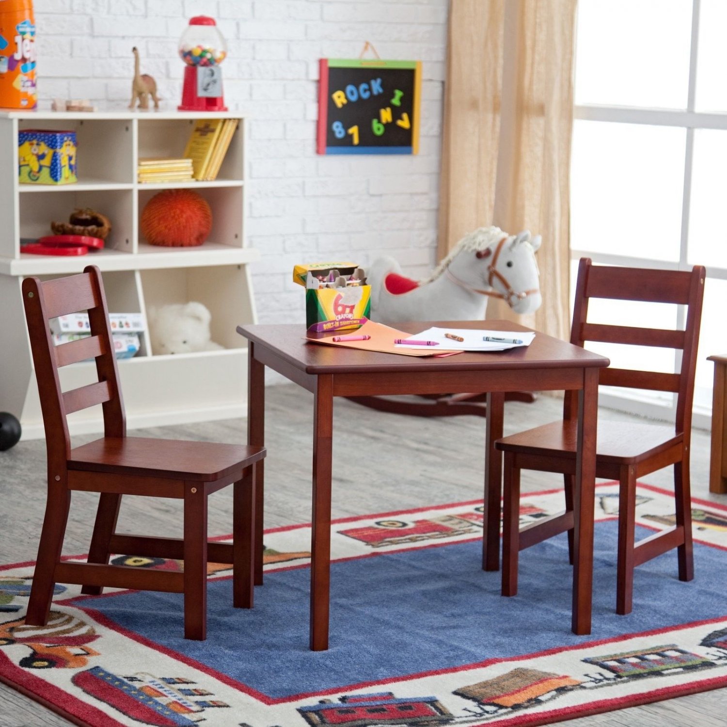 Lipper Child's Square Table & Chairs, 3Piece Set, Espresso Finish Brown