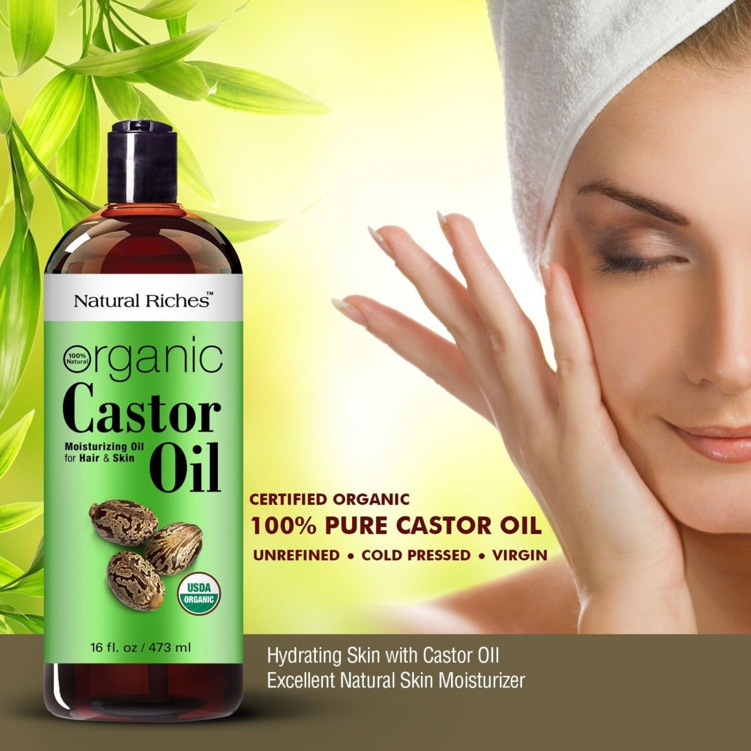 Thick Hair Organic Castor Oil Cold Pressed For Hair Loss Dandruff 100 Pure U 7830