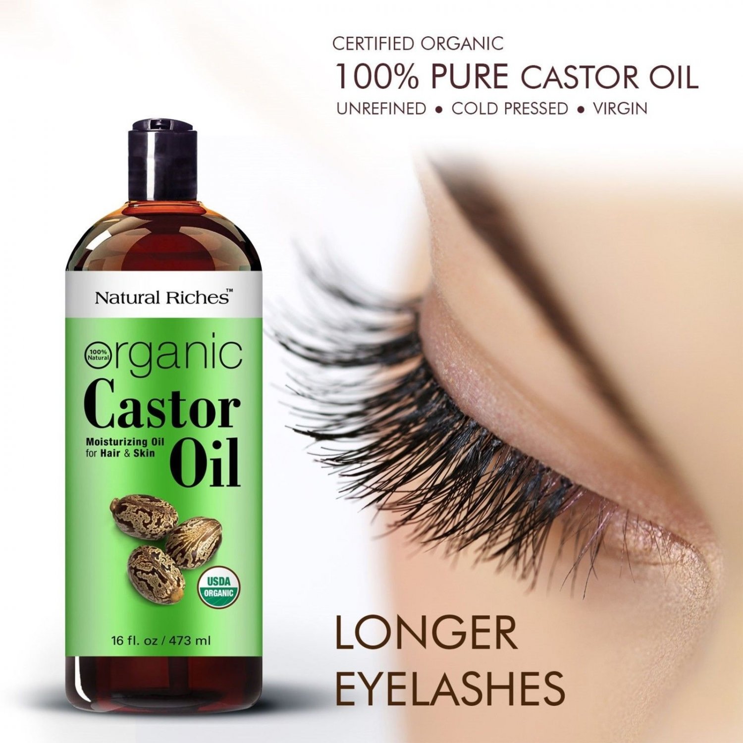 Thick Hair Organic Castor Oil Cold Pressed For Hair Loss Dandruff 100 Pure U 5654
