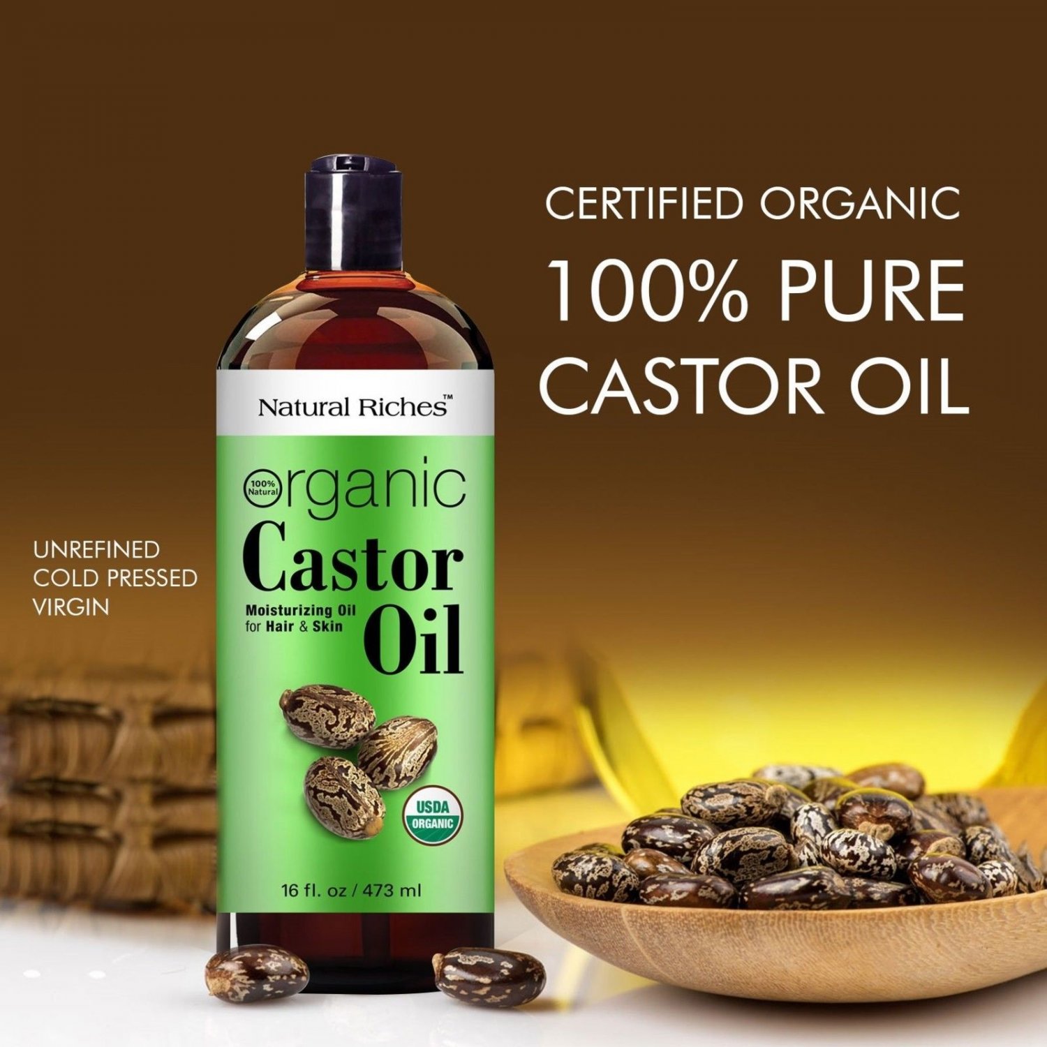 Thick Hair Organic Castor Oil Cold Pressed For Hair Loss Dandruff 100 Pure U 4062