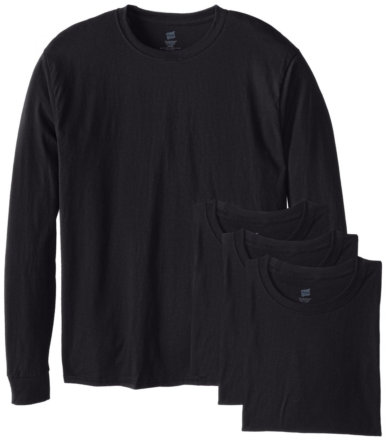 Hanes Men's LongSleeve ComfortSoft TShirt (Pack of 4) Black Large