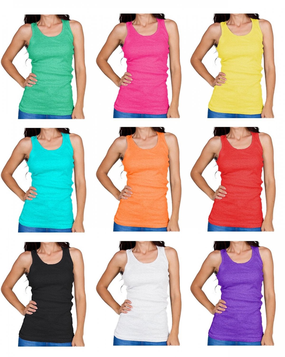 Emprella Tank Tops For Women Ribbed Racerback Tank Top Assorted Colors 10 