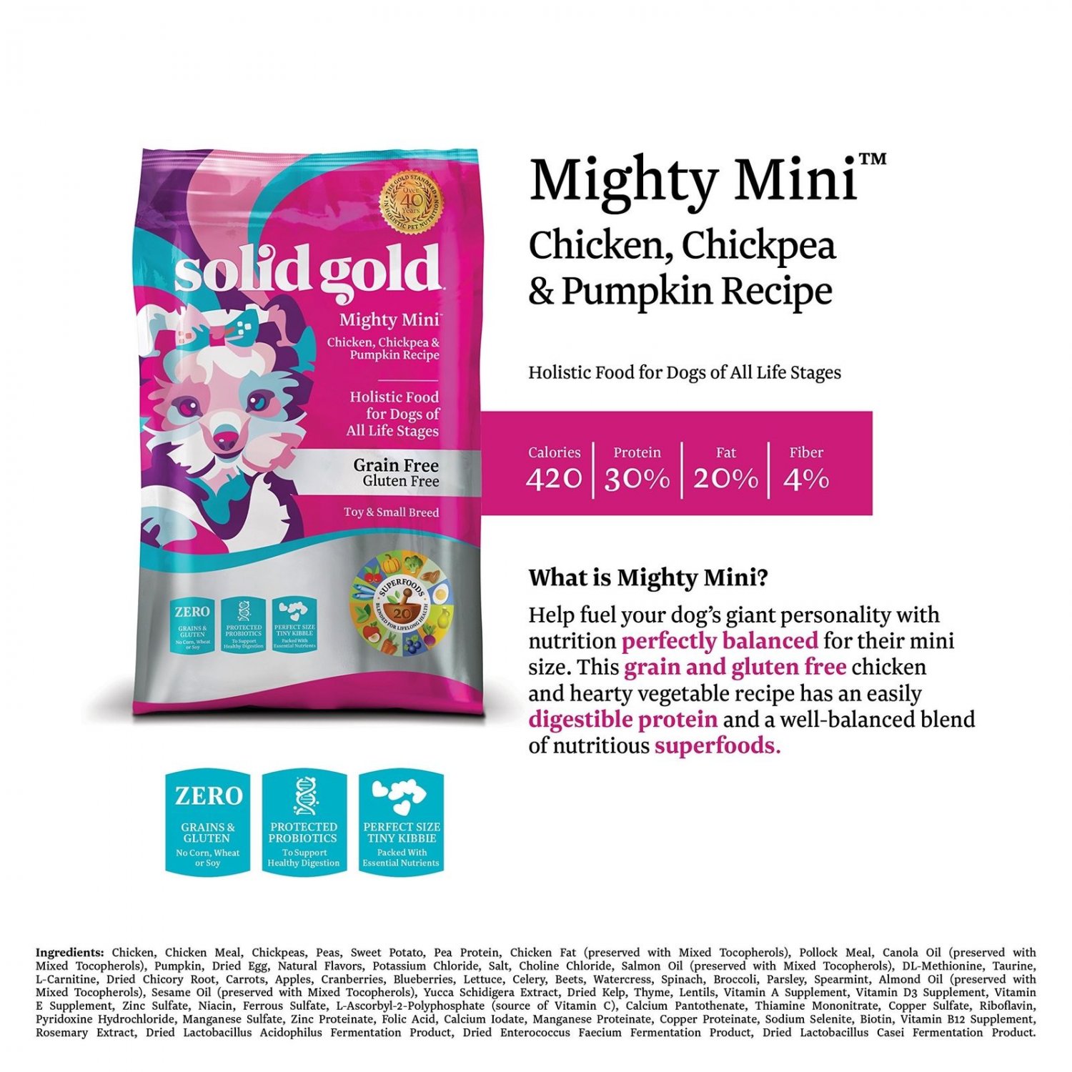 Solid Gold Small & Toy Breed Wet & Dry Dog Food; Mighty Mini GrainFree with