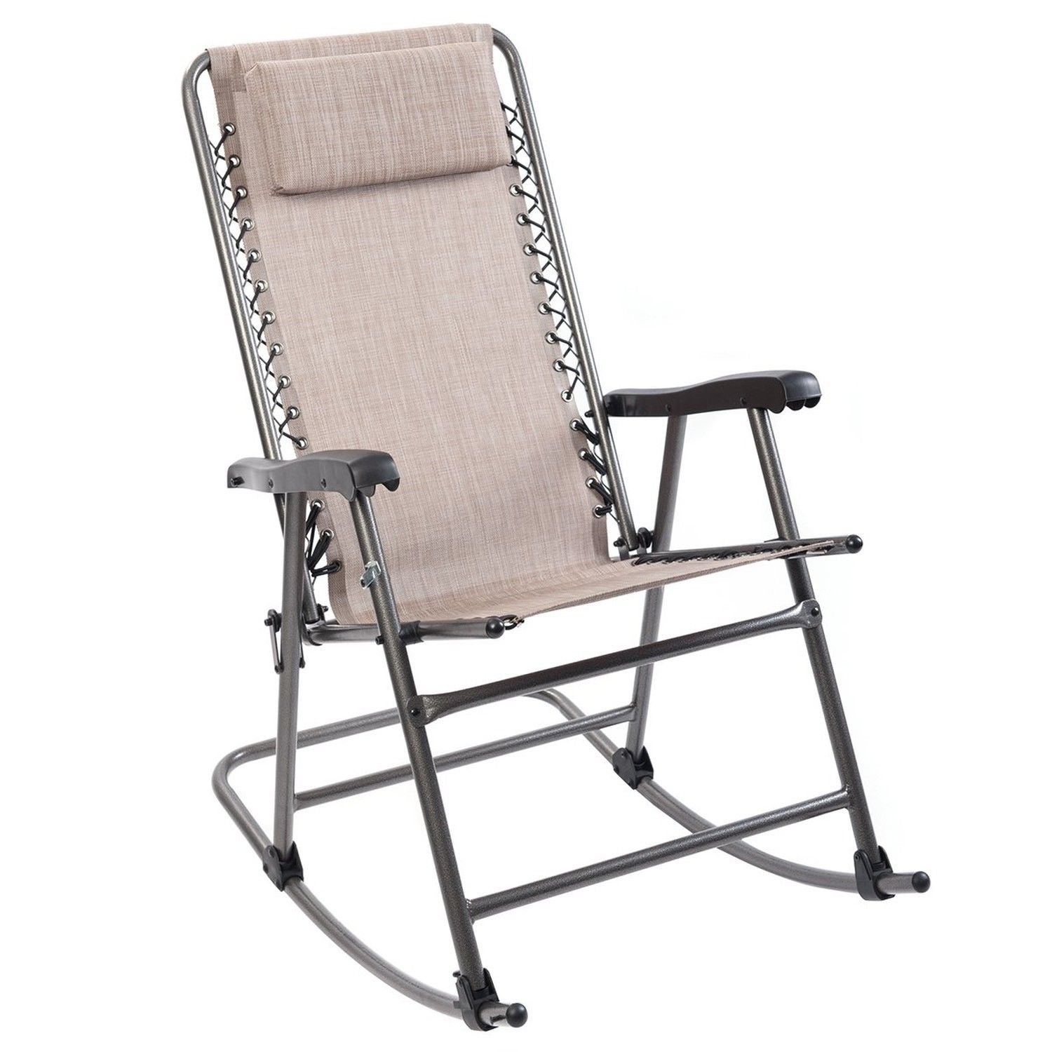 Timber Ridge Rocking Chair Folding Padded Patio Lawn Reclining Camping