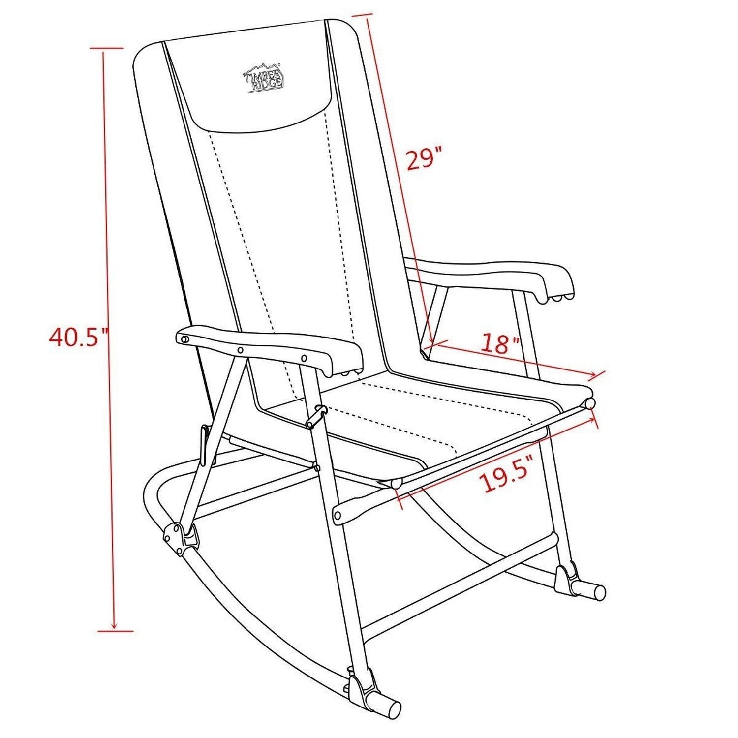 Timber Ridge Rocking Chair Folding Padded Patio Lawn Reclining Camping