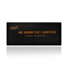 ONN 5-Port High Speed HDMI Switch with IR Wireless Remote and AC Power Adapter