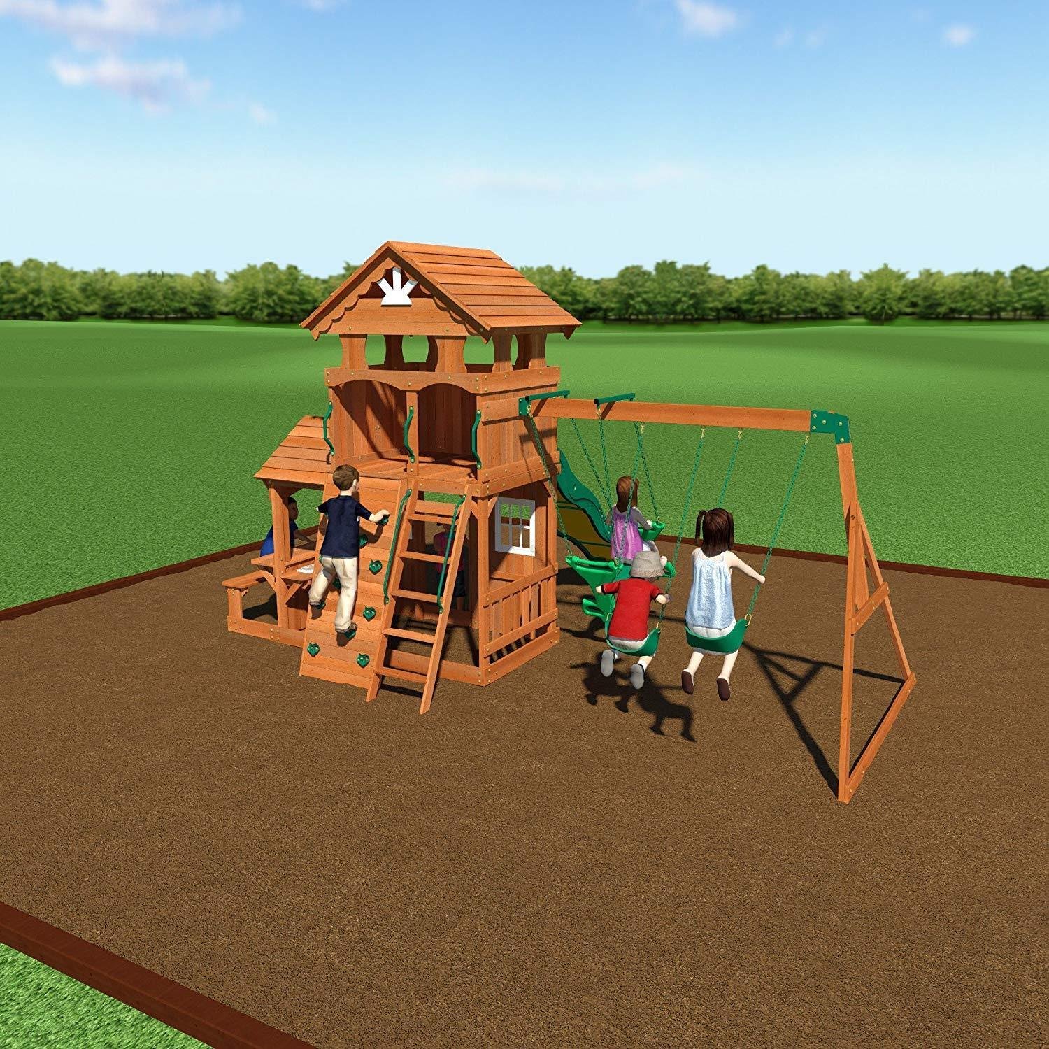Backyard Discovery Shenandoah All Cedar Wood Playset Swing Set