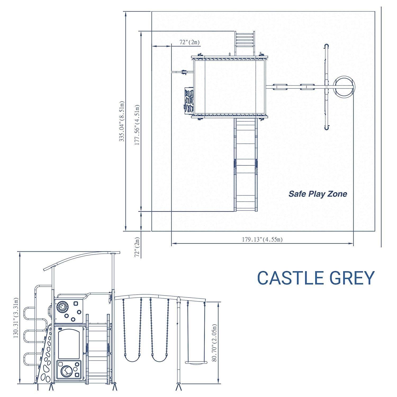 Backyard Discovery Castle Grey Metal Swing Set and Outdoor Playground