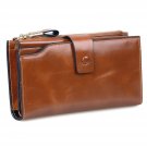 JackChris Women's RFID Blocking Luxury Wax Genuine Leather Clutch Wallet Card H