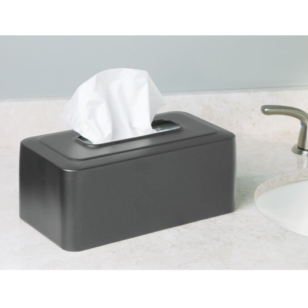 InterDesign Olivia Facial Tissue Box Cover/Holder, Slate