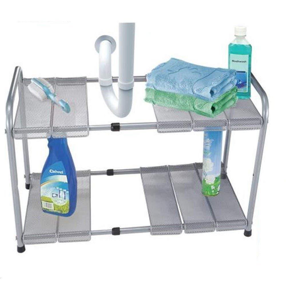 ATB 2 Tier Expandable Adjustable Under Sink Shelf Storage Shelves Kitchen