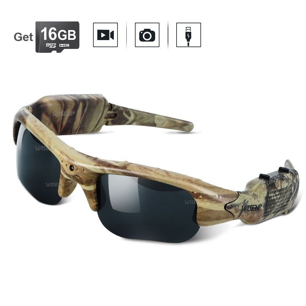 WISEUP 16GB 1280x720P HD Camo Sunglasses Hidden Camera Hunting Glasses