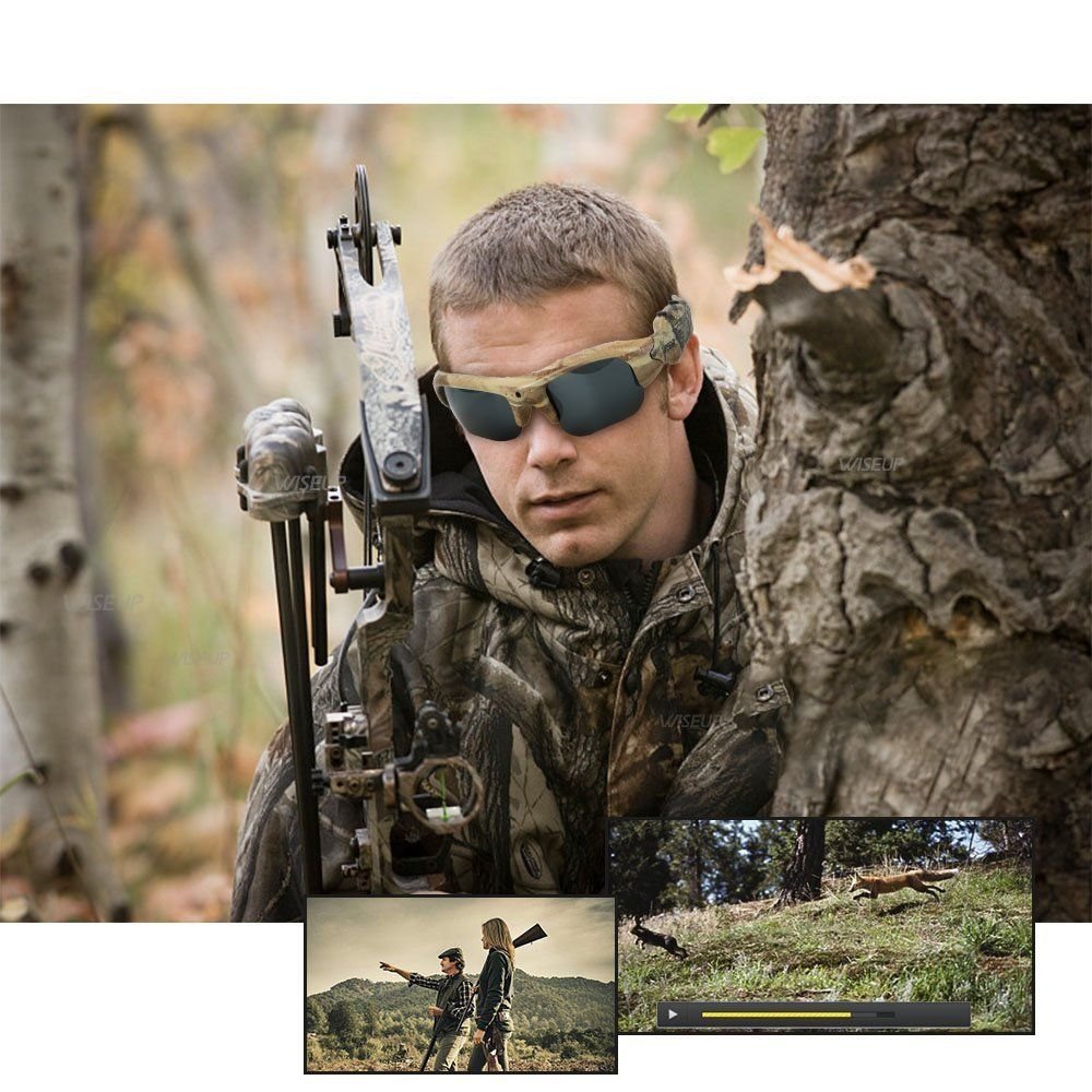 WISEUP 16GB 1280x720P HD Camo Sunglasses Hidden Camera Hunting Glasses Video DV