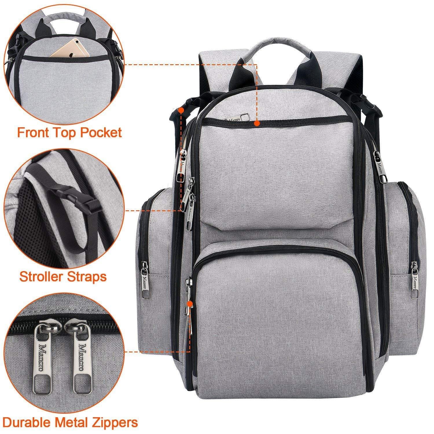 Mancro Diaper Bag Backpack, Organizer Baby Back Pack for Mom / Dad with