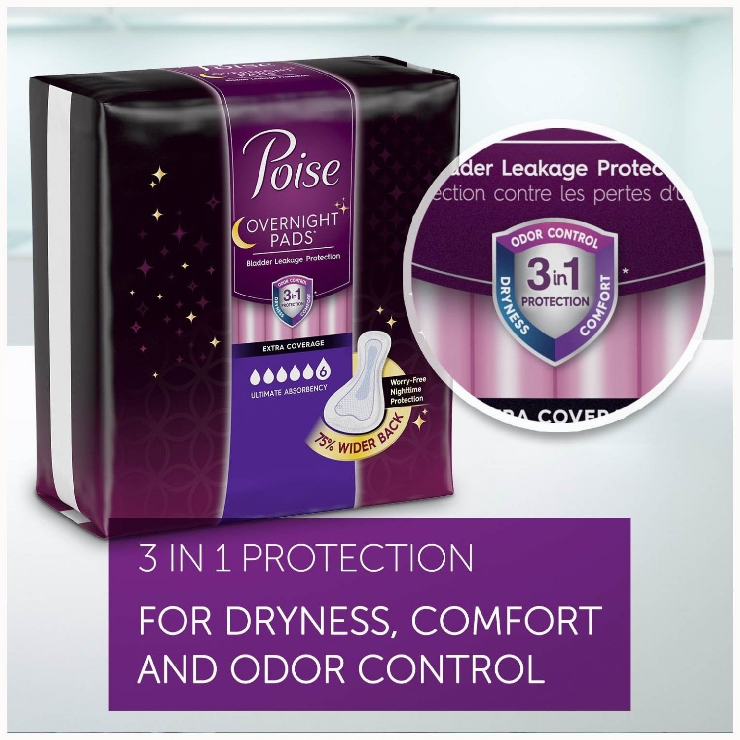 Poise Overnight Incontinence Pads Ultimate Absorbency Extra Coverage