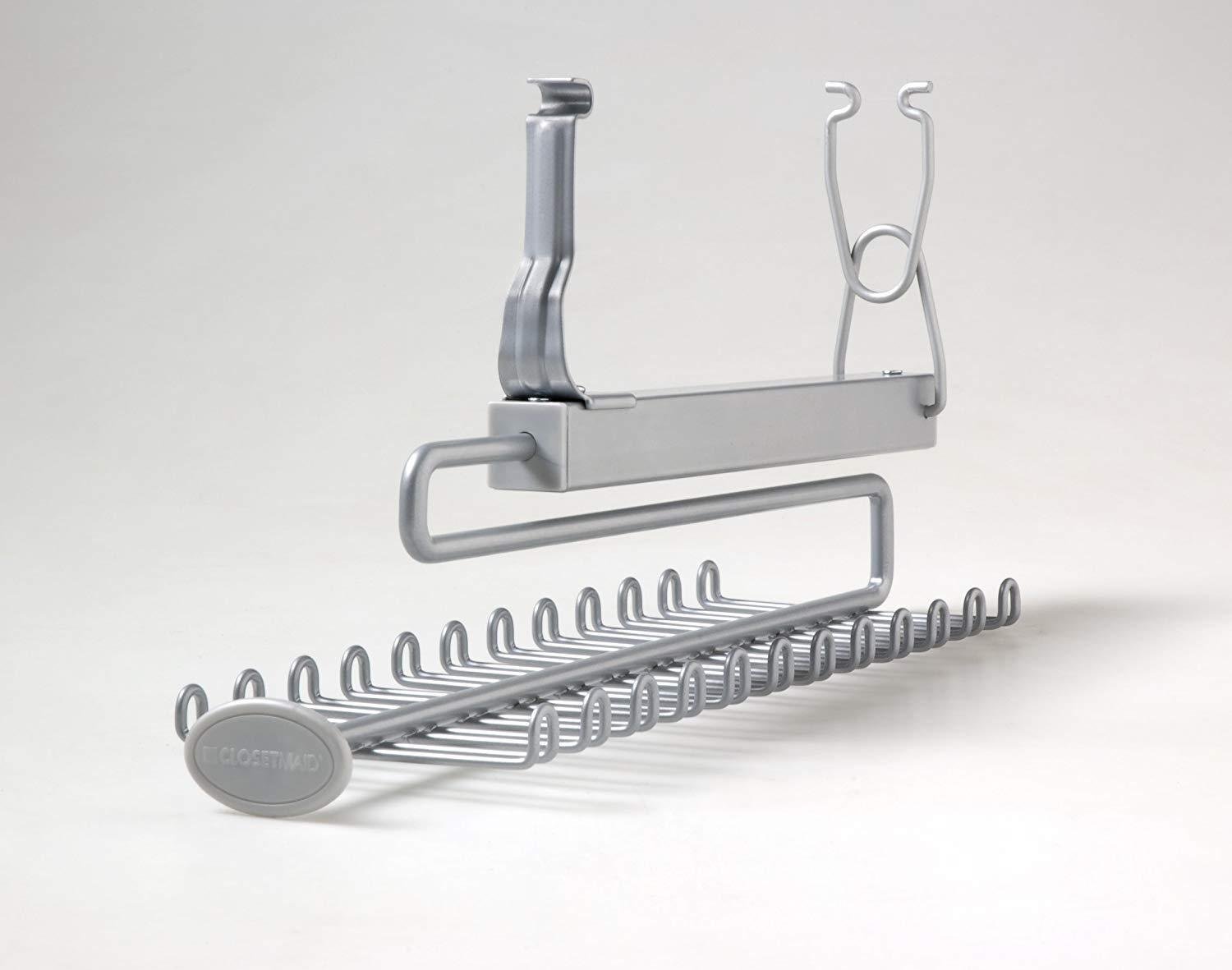ClosetMaid 78060 Sliding Tie & Belt Rack for Wire Shelving, Satin Chrome