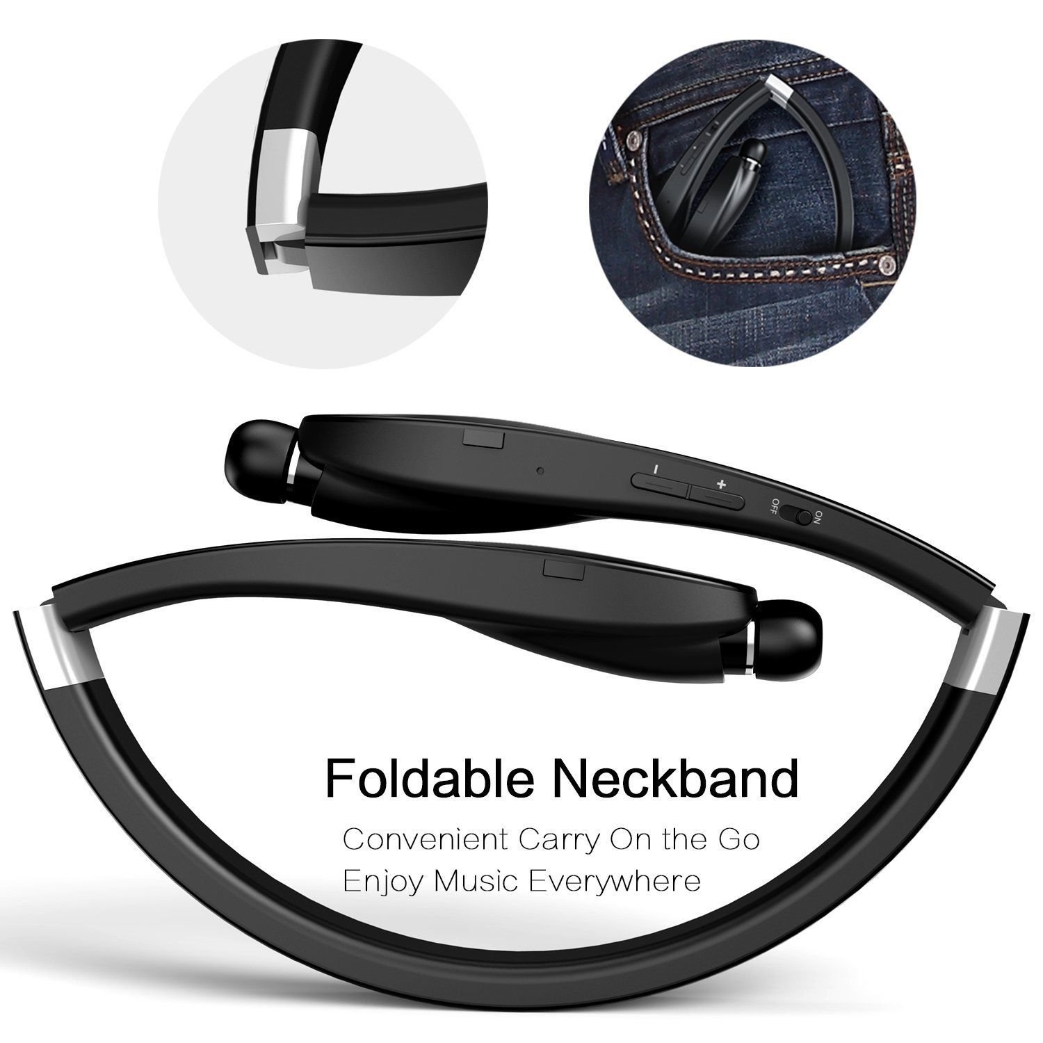 Levin Foldable Bluetooth Headset Bluetooth 4.1 Wireless Headphone ...