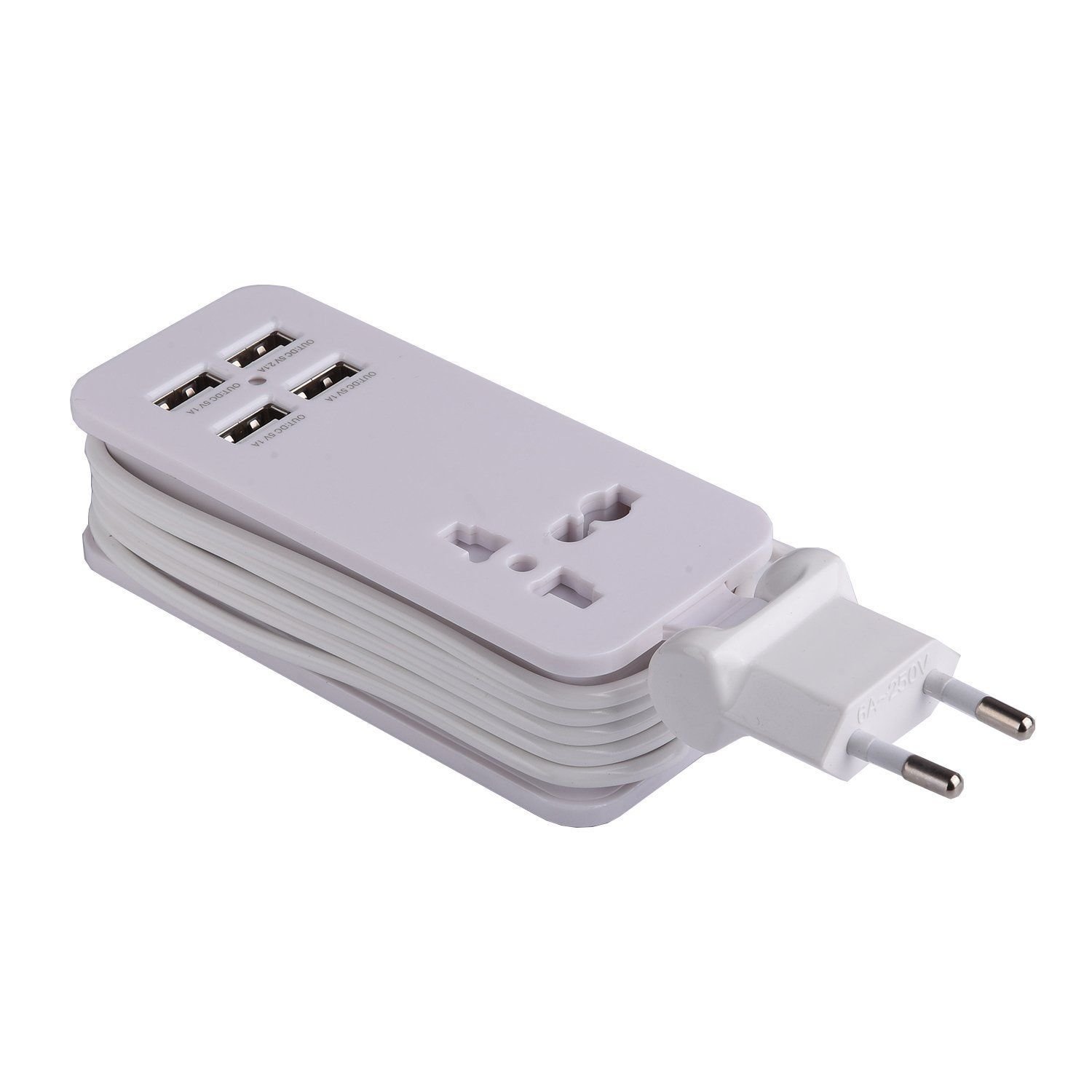 Europe USB Power Strip With 4 Ports USB Charger Station Outlets 5V 2.1A