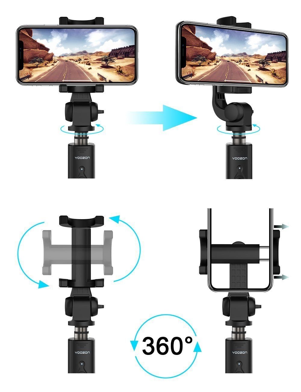 Yoozon Selfie Stick Bluetooth, Extendable Selfie Stick with Wireless