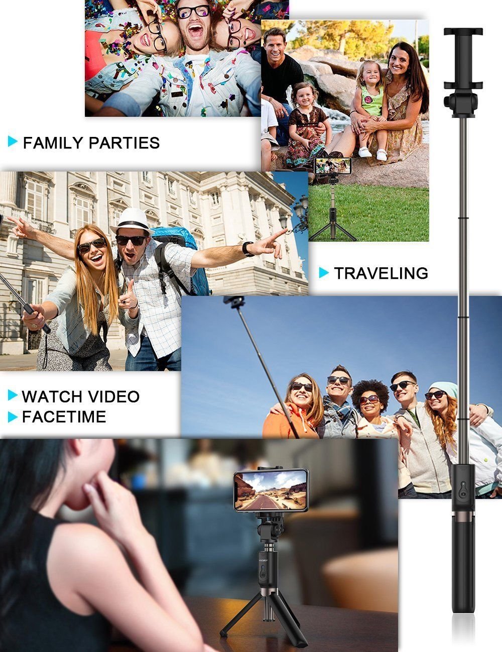 Yoozon Selfie Stick Bluetooth, Extendable Selfie Stick with Wireless