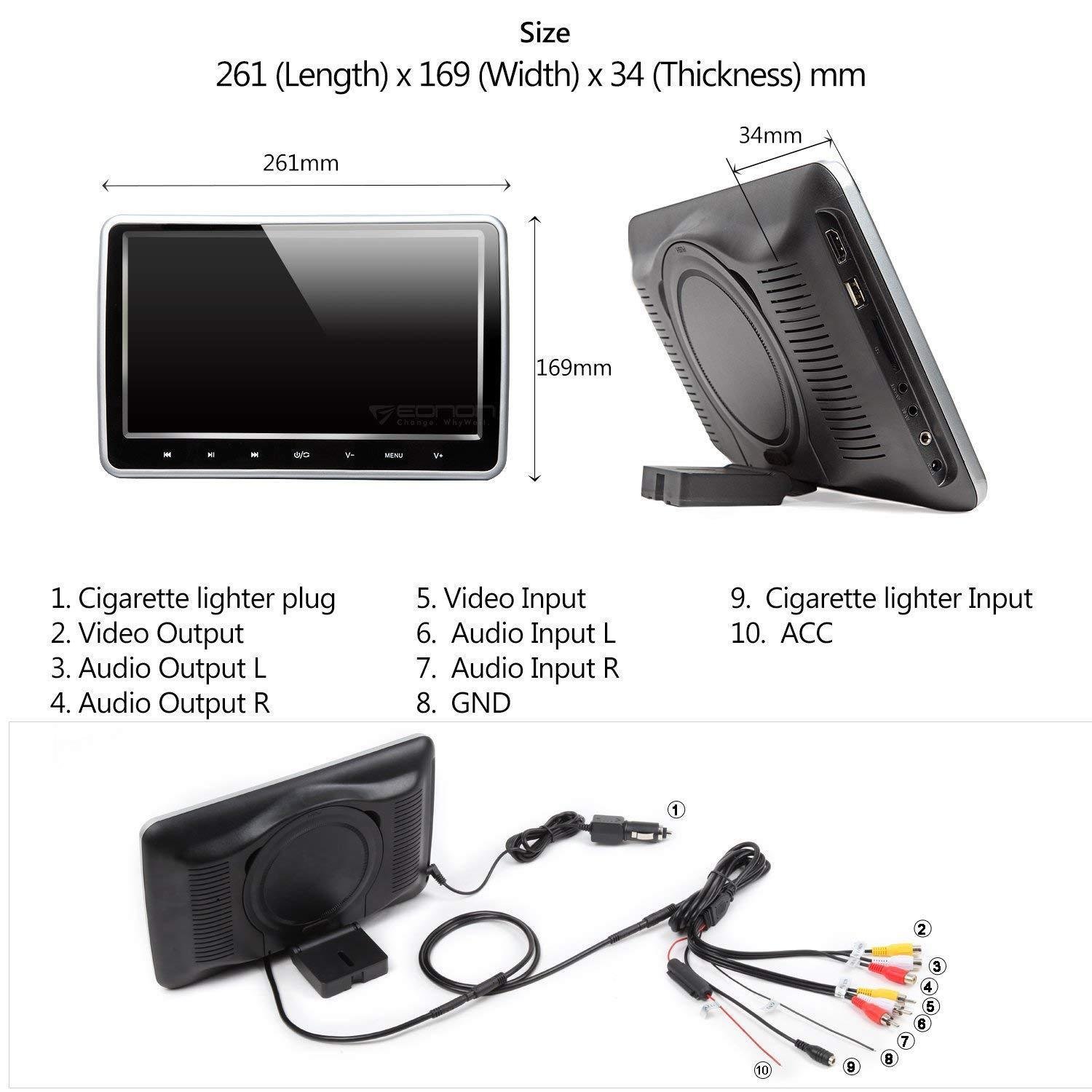 Eonon C1100A 10.1 Inch Headrest DVD Player Portable DVD Headrest Monitor For Car