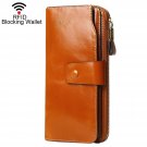 Dante RFID Blocking Large Capacity Wax Real Leather Wallet Clutch Travel Purse