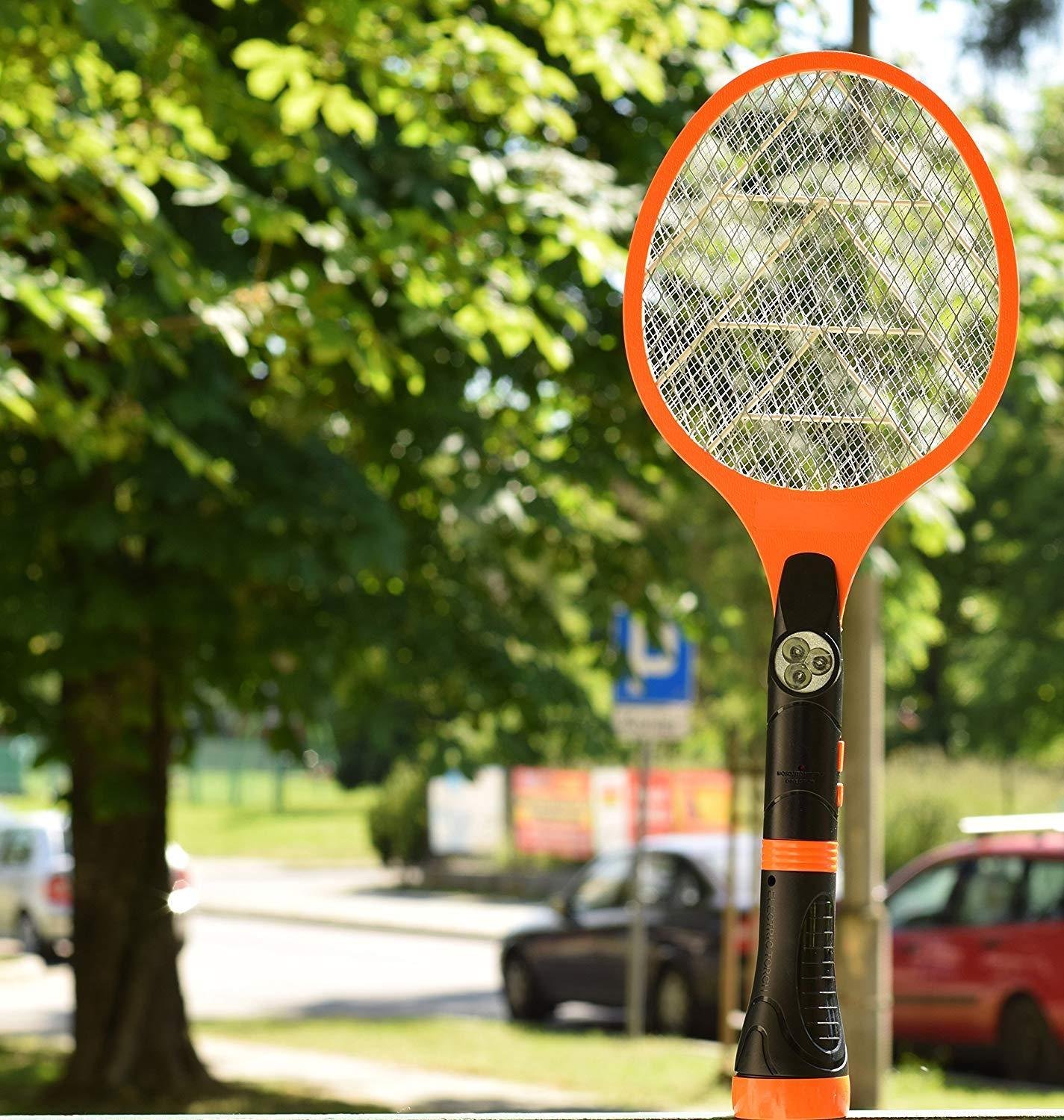 Electric Fly Swatter Bug Zapper USB Rechargeable Electronic Tennis Racket with