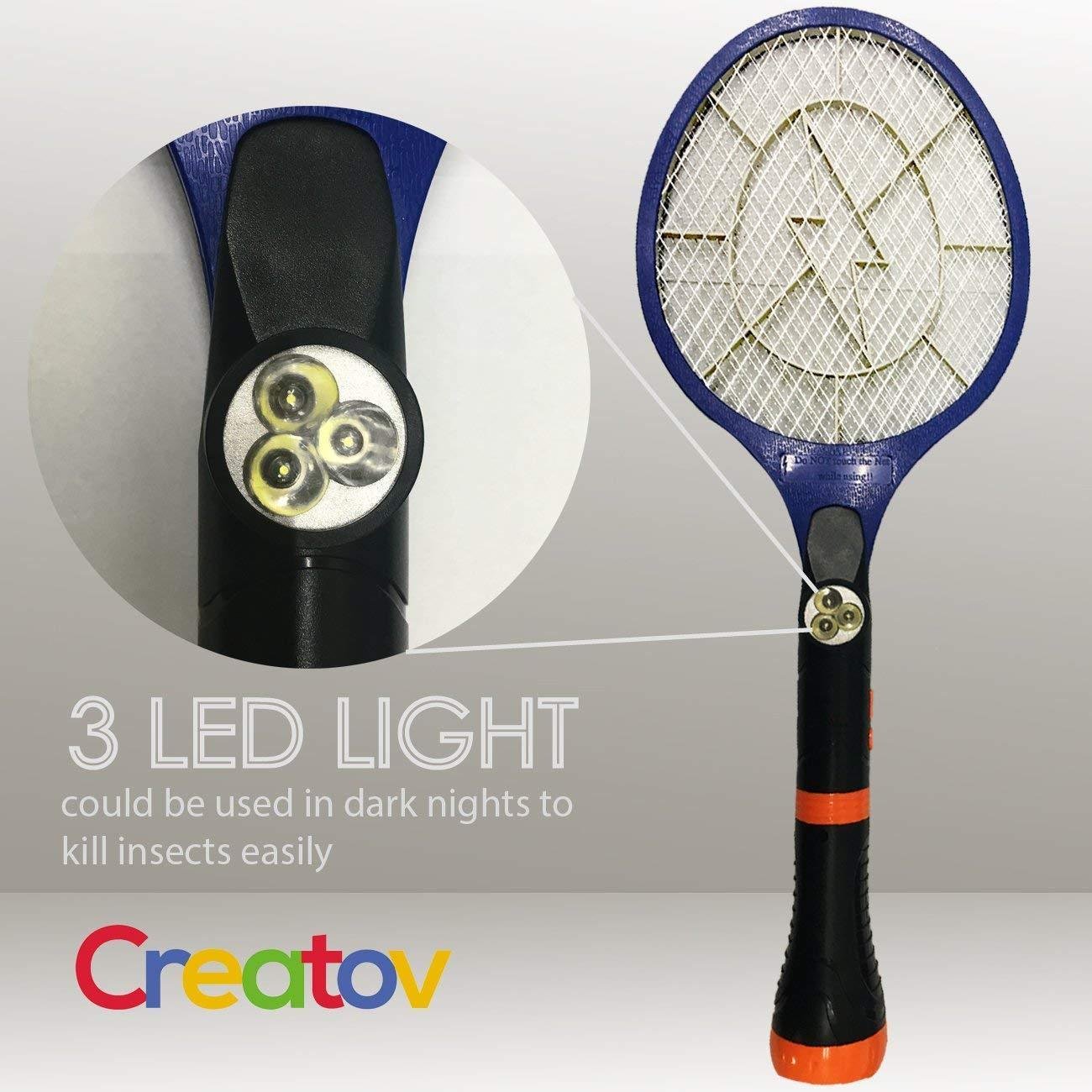 Electric Fly Swatter Bug Zapper USB Rechargeable Electronic Tennis Racket with