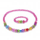 Baby Toddler Girls Necklace Bracelet Set Colorful Bling Kids Stretch Ring Set