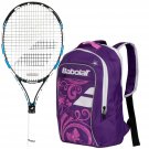 Babolat Pure Drive Junior 25" Pink Tennis Racquet bundled with a Purple Child's