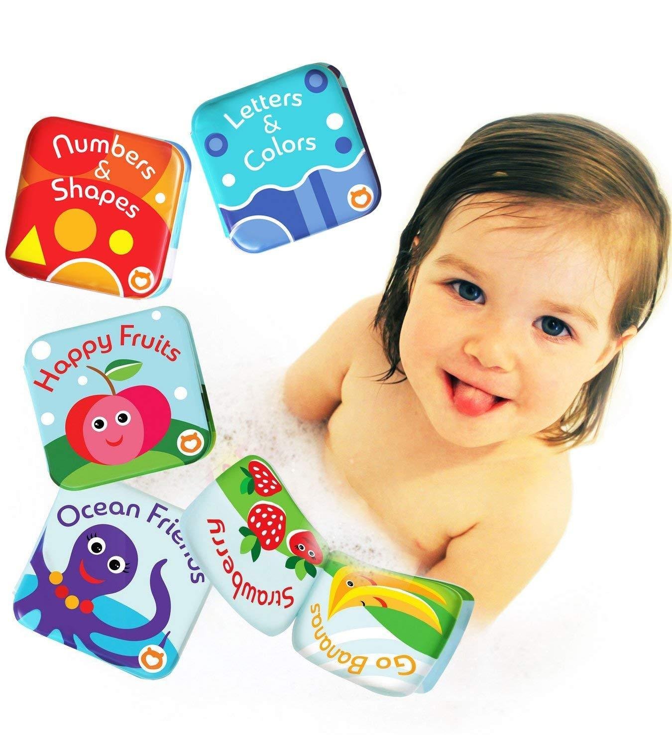 Floating Baby Bath Books Pack of 4 by Baby Bibi. Set of Fruit Book