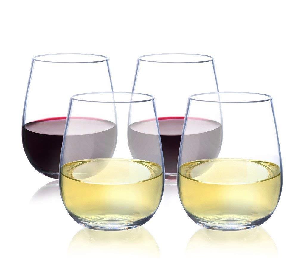 Unbreakable Stemless Wine Glasses | Set of 4 | Perfect Gift Box | 100% ...