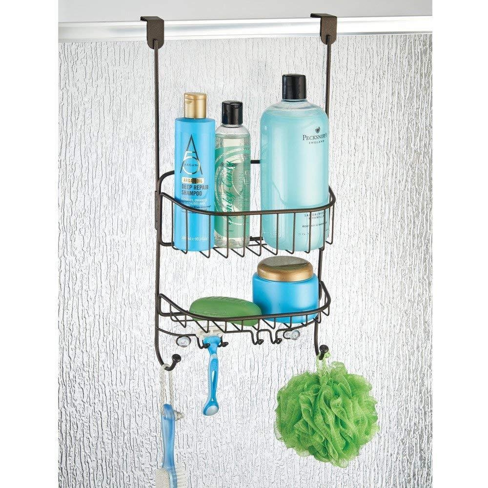 mDesign Bathroom Over Door Shower Caddy for Shampoo, Conditioner, Soap